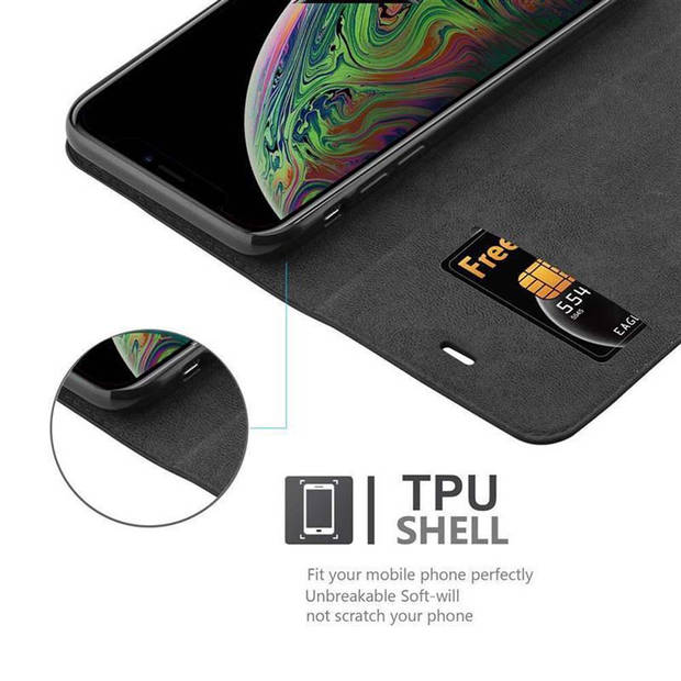 Cadorabo Hoesje geschikt voor Apple iPhone XS MAX in ZWARTE NACHT - Beschermhoes Case magnetische sluiting Cover