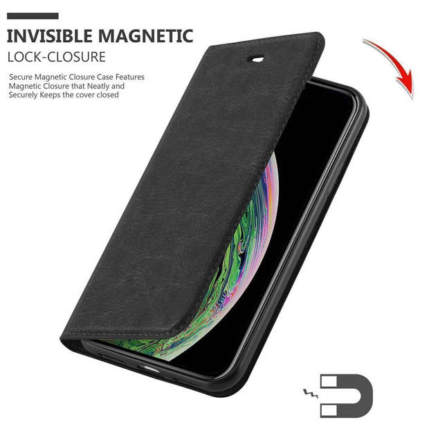 Cadorabo Hoesje geschikt voor Apple iPhone XS MAX in ZWARTE NACHT - Beschermhoes Case magnetische sluiting Cover