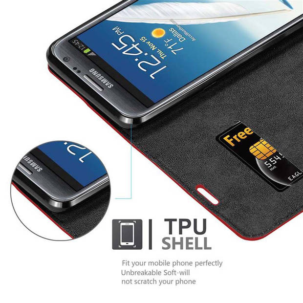 Cadorabo Hoesje geschikt voor Samsung Galaxy NOTE 2 in APPEL ROOD - Beschermhoes Case magnetische sluiting Cover