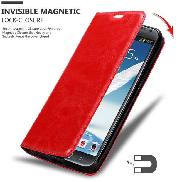 Cadorabo Hoesje geschikt voor Samsung Galaxy NOTE 2 in APPEL ROOD - Beschermhoes Case magnetische sluiting Cover