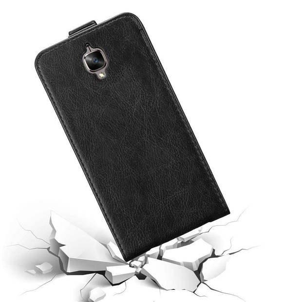 Cadorabo Hoesje geschikt voor OnePlus 3 / 3T in ZWARTE NACHT - Beschermhoes Flip Case Cover magnetische sluiting