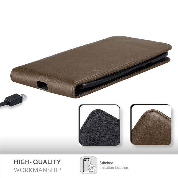 Cadorabo Hoesje geschikt voor Motorola MOTO X PLAY in KOFFIE BRUIN - Beschermhoes Flip Case Cover magnetische sluiting