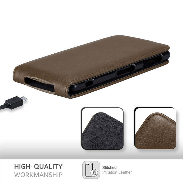 Cadorabo Hoesje geschikt voor Sony Xperia Z1 in KOFFIE BRUIN - Beschermhoes Flip Case Cover magnetische sluiting