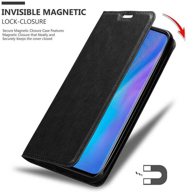 Cadorabo Hoesje geschikt voor Huawei P30 PRO in ZWARTE NACHT - Beschermhoes Case magnetische sluiting Cover