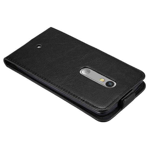 Cadorabo Hoesje geschikt voor Motorola MOTO X PLAY in ZWARTE NACHT - Beschermhoes Flip Case Cover magnetische sluiting