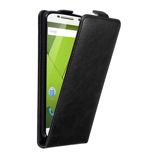 Cadorabo Hoesje geschikt voor Motorola MOTO X PLAY in ZWARTE NACHT - Beschermhoes Flip Case Cover magnetische sluiting