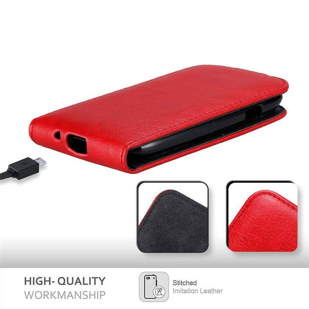 Cadorabo Hoesje geschikt voor Samsung Galaxy S3 MINI in APPEL ROOD - Beschermhoes Flip Case Cover magnetische sluiting