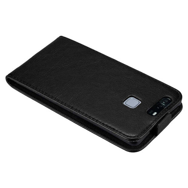 Cadorabo Hoesje geschikt voor Huawei P9 in ZWARTE NACHT - Beschermhoes Flip Case Cover magnetische sluiting