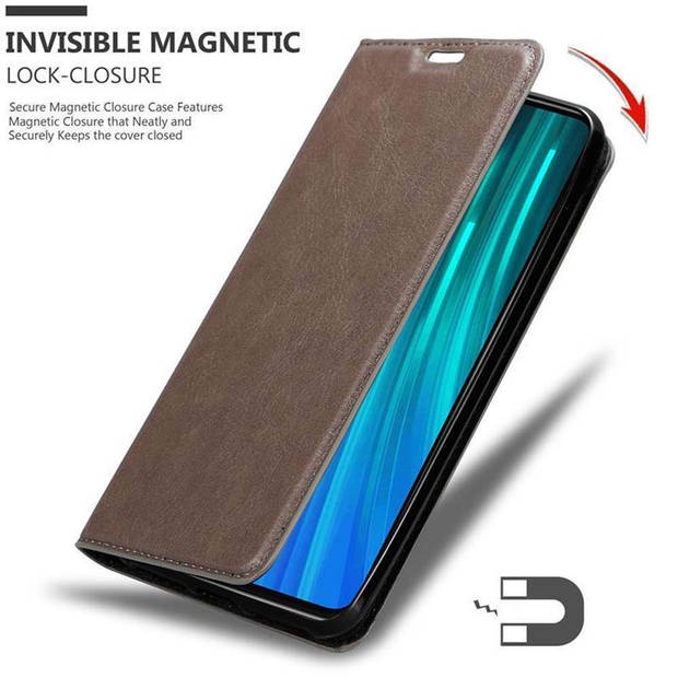 Cadorabo Hoesje geschikt voor Xiaomi RedMi NOTE 8 PRO in KOFFIE BRUIN - Beschermhoes Case magnetische sluiting Cover