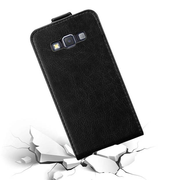 Cadorabo Hoesje geschikt voor Samsung Galaxy A3 2015 in ZWARTE NACHT - Beschermhoes Flip Case Cover magnetische sluiting