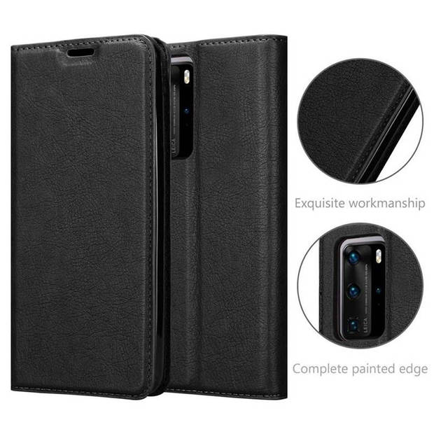 Cadorabo Hoesje geschikt voor Huawei P40 PRO / P40 PRO+ in ZWARTE NACHT - Beschermhoes Case magnetische sluiting Cover