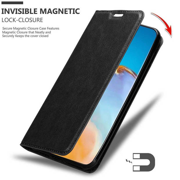 Cadorabo Hoesje geschikt voor Huawei P40 PRO / P40 PRO+ in ZWARTE NACHT - Beschermhoes Case magnetische sluiting Cover