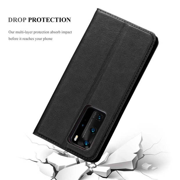 Cadorabo Hoesje geschikt voor Huawei P40 PRO / P40 PRO+ in ZWARTE NACHT - Beschermhoes Case magnetische sluiting Cover