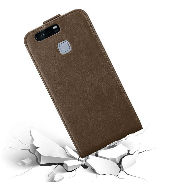 Cadorabo Hoesje geschikt voor Huawei P9 in KOFFIE BRUIN - Beschermhoes Flip Case Cover magnetische sluiting