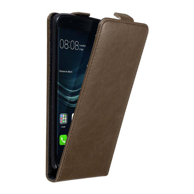 Cadorabo Hoesje geschikt voor Huawei P9 in KOFFIE BRUIN - Beschermhoes Flip Case Cover magnetische sluiting