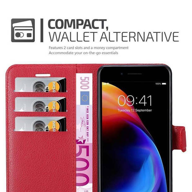 Cadorabo Hoesje geschikt voor Apple iPhone 7 PLUS / 7S PLUS / 8 PLUS in KARMIJN ROOD - Beschermhoes Cover magnetische