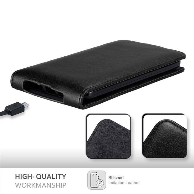 Cadorabo Hoesje geschikt voor LG G2 in ZWARTE NACHT - Beschermhoes Flip Case Cover magnetische sluiting