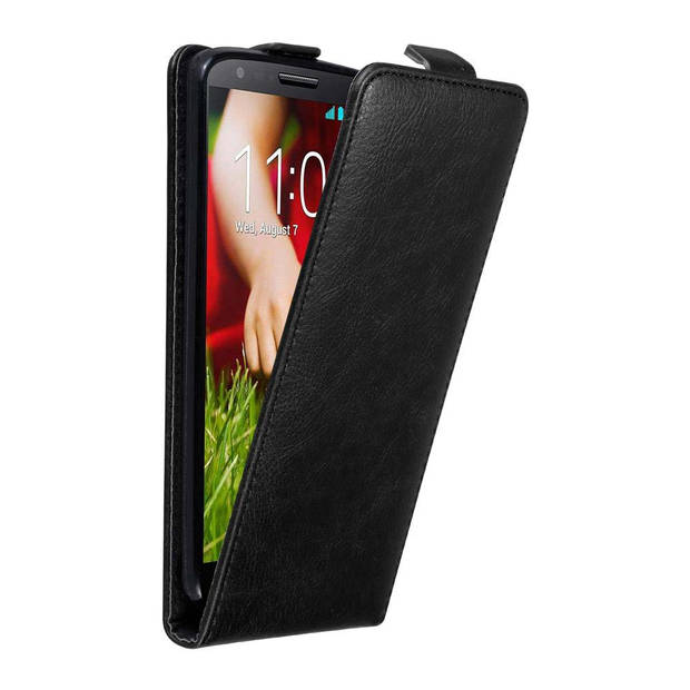 Cadorabo Hoesje geschikt voor LG G2 in ZWARTE NACHT - Beschermhoes Flip Case Cover magnetische sluiting