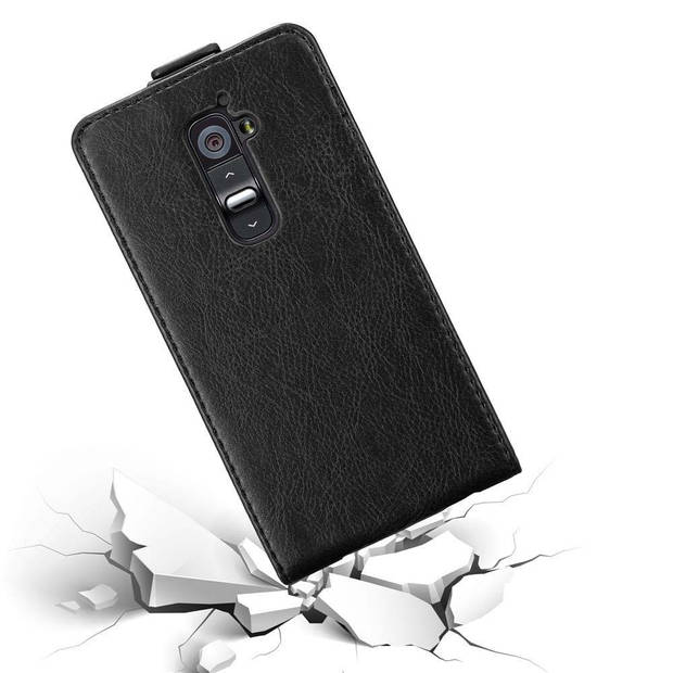 Cadorabo Hoesje geschikt voor LG G2 in ZWARTE NACHT - Beschermhoes Flip Case Cover magnetische sluiting