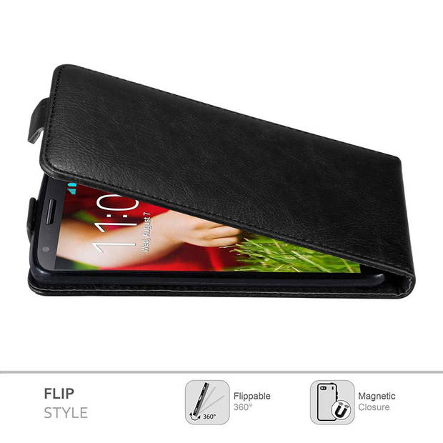 Cadorabo Hoesje geschikt voor LG G2 in ZWARTE NACHT - Beschermhoes Flip Case Cover magnetische sluiting