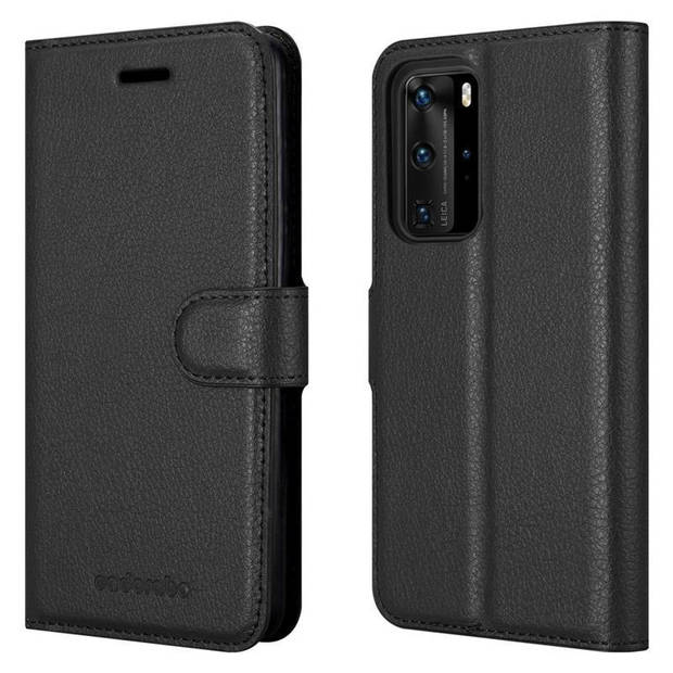 Cadorabo Hoesje geschikt voor Huawei P40 in PHANTOM ZWART - Beschermhoes Cover magnetische sluiting Case