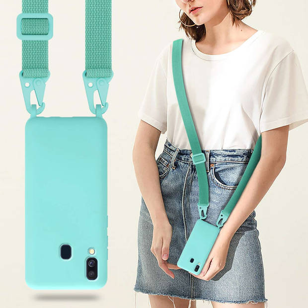 Cadorabo Mobiele telefoon ketting geschikt voor Samsung Galaxy A40 Hoesje in LIQUID TURKOOIS - Silicone beschermhoes