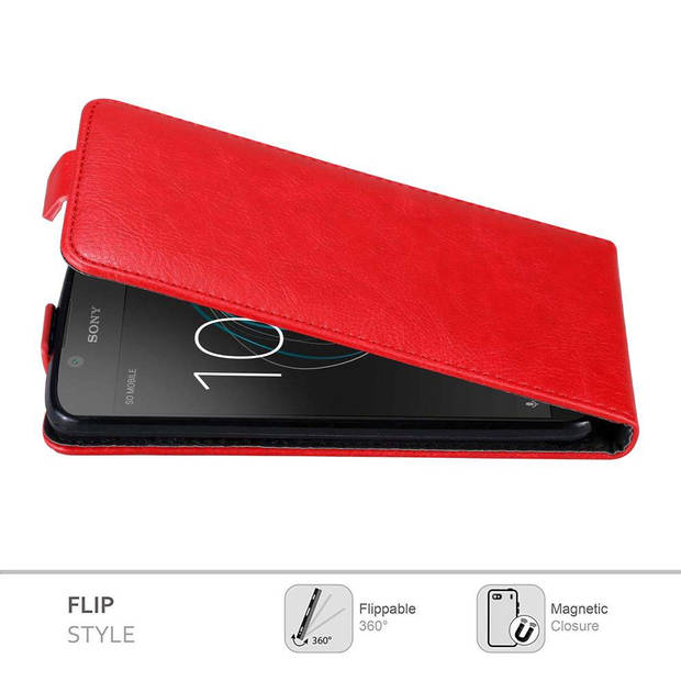 Cadorabo Hoesje geschikt voor Sony Xperia L1 in APPEL ROOD - Beschermhoes Flip Case Cover magnetische sluiting