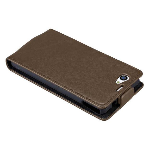 Cadorabo Hoesje geschikt voor Sony Xperia Z1 COMPACT in KOFFIE BRUIN - Beschermhoes Flip Case Cover magnetische sluiting