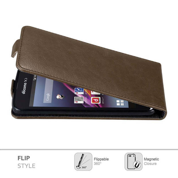 Cadorabo Hoesje geschikt voor Sony Xperia Z1 COMPACT in KOFFIE BRUIN - Beschermhoes Flip Case Cover magnetische sluiting