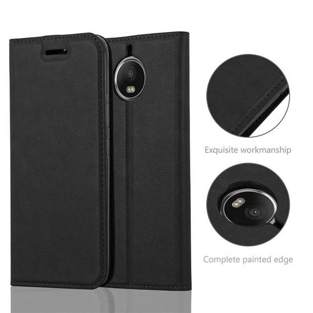 Cadorabo Hoesje geschikt voor Motorola MOTO G5S PLUS in ZWARTE NACHT - Beschermhoes Case magnetische sluiting Cover