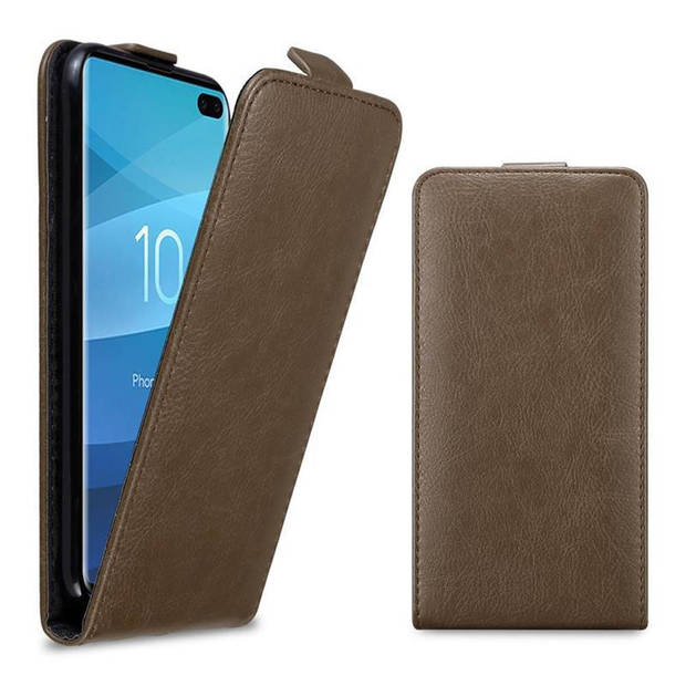 Cadorabo Hoesje geschikt voor Samsung Galaxy S10 PLUS in KOFFIE BRUIN - Beschermhoes Flip Case Cover magnetische