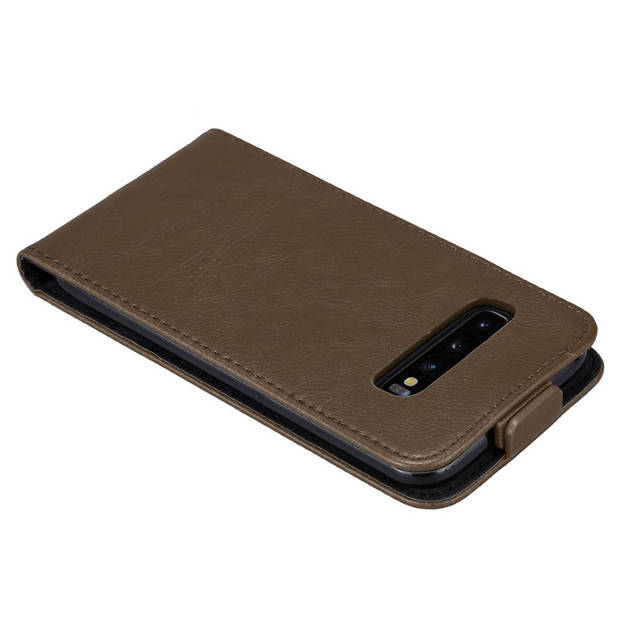 Cadorabo Hoesje geschikt voor Samsung Galaxy S10 PLUS in KOFFIE BRUIN - Beschermhoes Flip Case Cover magnetische