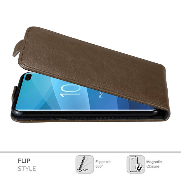 Cadorabo Hoesje geschikt voor Samsung Galaxy S10 PLUS in KOFFIE BRUIN - Beschermhoes Flip Case Cover magnetische