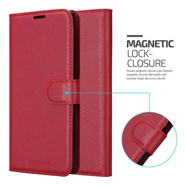Cadorabo Hoesje geschikt voor Huawei MATE 20 in KARMIJN ROOD - Beschermhoes Cover magnetische sluiting Case