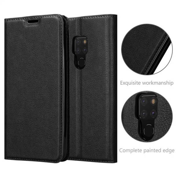 Cadorabo Hoesje geschikt voor Huawei MATE 20 in ZWARTE NACHT - Beschermhoes Case magnetische sluiting Cover