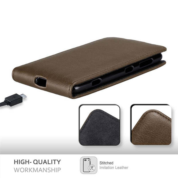 Cadorabo Hoesje geschikt voor Nokia Lumia 625 in KOFFIE BRUIN - Beschermhoes Flip Case Cover magnetische sluiting