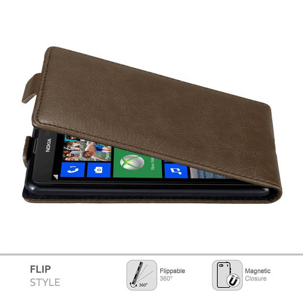 Cadorabo Hoesje geschikt voor Nokia Lumia 625 in KOFFIE BRUIN - Beschermhoes Flip Case Cover magnetische sluiting