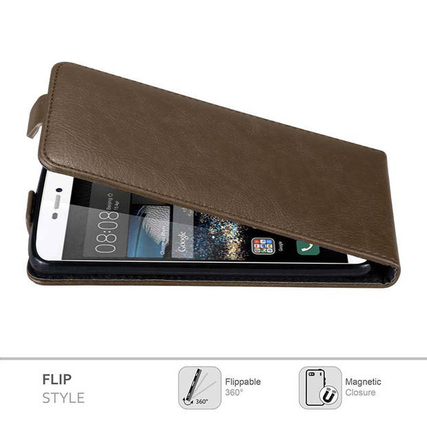 Cadorabo Hoesje geschikt voor Huawei P8 in KOFFIE BRUIN - Beschermhoes Flip Case Cover magnetische sluiting