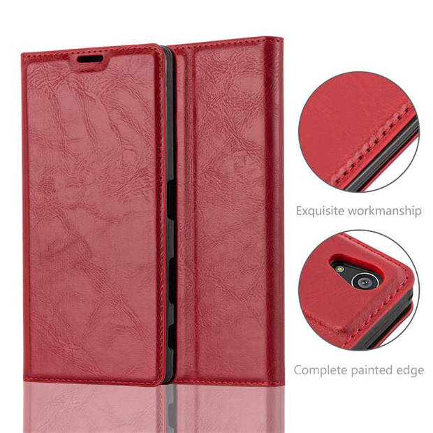 Cadorabo Hoesje geschikt voor Sony Xperia Z5 PREMIUM in APPEL ROOD - Beschermhoes Case magnetische sluiting Cover