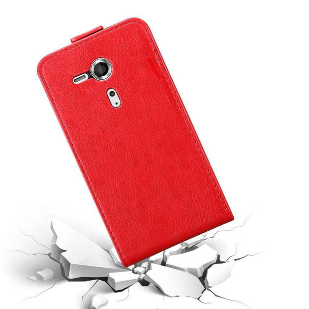 Cadorabo Hoesje geschikt voor Sony Xperia SP in APPEL ROOD - Beschermhoes Flip Case Cover magnetische sluiting