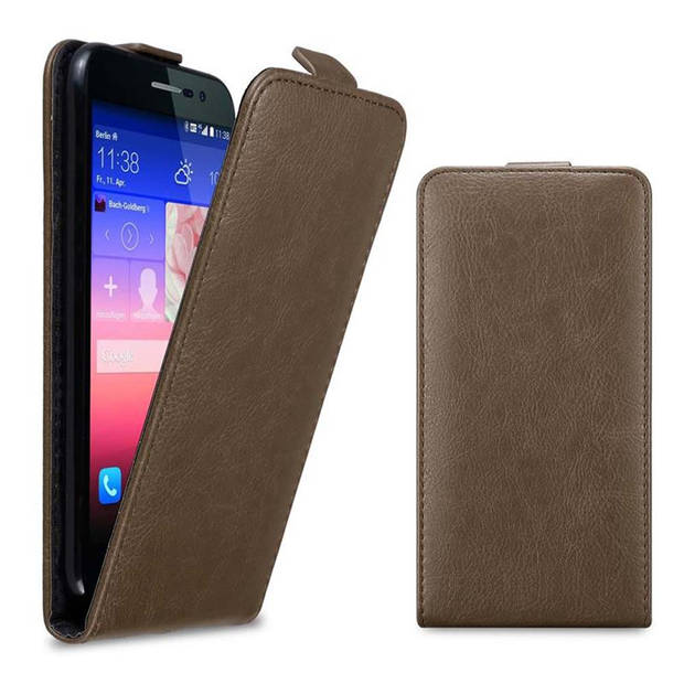 Cadorabo Hoesje geschikt voor Huawei ASCEND P7 in KOFFIE BRUIN - Beschermhoes Flip Case Cover magnetische sluiting