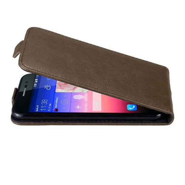 Cadorabo Hoesje geschikt voor Huawei ASCEND P7 in KOFFIE BRUIN - Beschermhoes Flip Case Cover magnetische sluiting