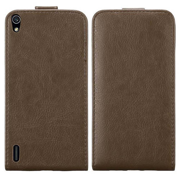 Cadorabo Hoesje geschikt voor Huawei ASCEND P7 in KOFFIE BRUIN - Beschermhoes Flip Case Cover magnetische sluiting