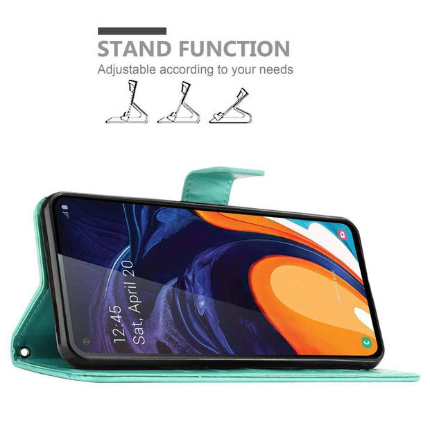 Cadorabo Hoesje geschikt voor Samsung Galaxy A60 / M40 in BLOEMEN TURKOOIS - Beschermhoes Case Cover Bloemen magnetische