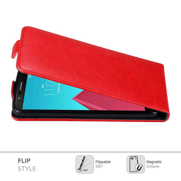 Cadorabo Hoesje geschikt voor LG G4 / G4 PLUS in APPEL ROOD - Beschermhoes Flip Case Cover magnetische sluiting
