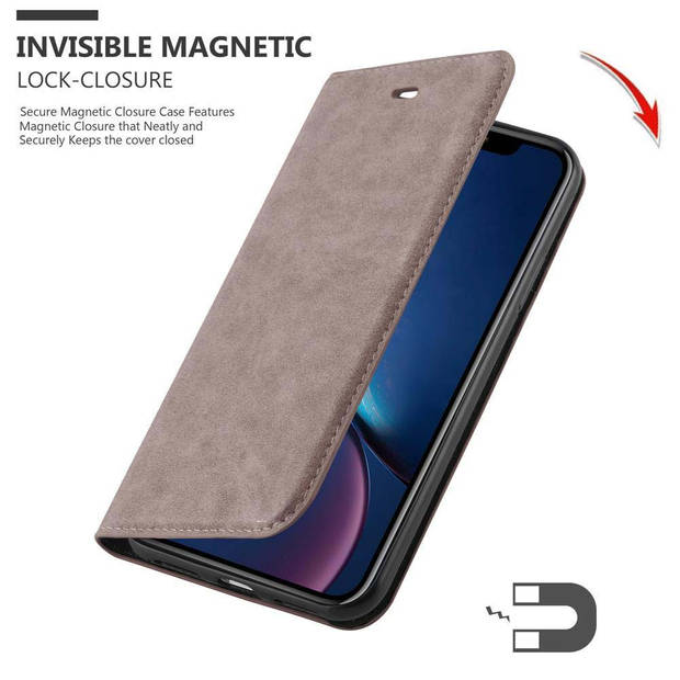 Cadorabo Hoesje geschikt voor Apple iPhone XR in KOFFIE BRUIN - Beschermhoes Case magnetische sluiting Cover