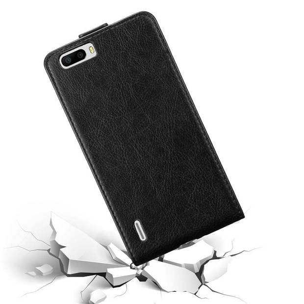 Cadorabo Hoesje geschikt voor Honor 6 PLUS in ZWARTE NACHT - Beschermhoes Flip Case Cover magnetische sluiting