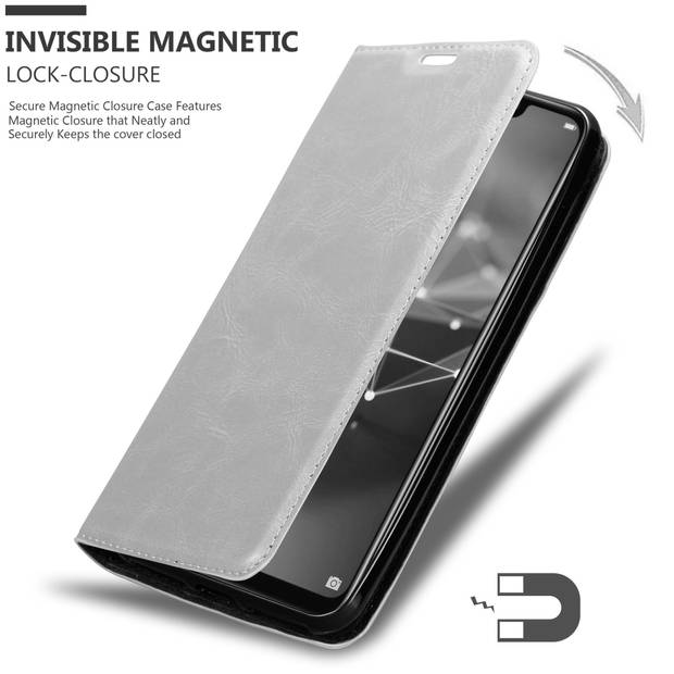 Cadorabo Hoesje geschikt voor Huawei MATE 20 LITE in TITANIUM GRIJS - Beschermhoes Case magnetische sluiting Cover