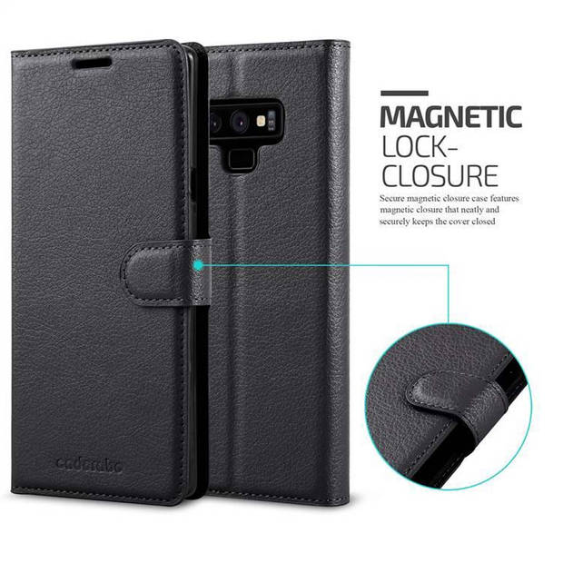 Cadorabo Hoesje geschikt voor Samsung Galaxy NOTE 9 in PHANTOM ZWART - Beschermhoes Cover magnetische sluiting Case