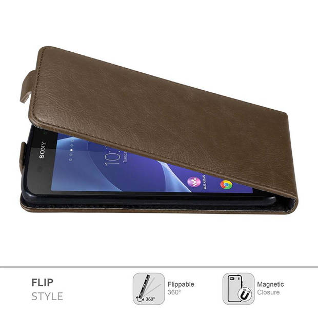 Cadorabo Hoesje geschikt voor Sony Xperia Z3 in KOFFIE BRUIN - Beschermhoes Flip Case Cover magnetische sluiting